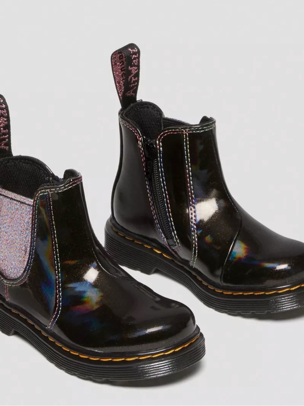 DR MARTENS KIDS 2976 SPARKLE RAYS CHELSEA BOOTS SIZE 3 BLK
